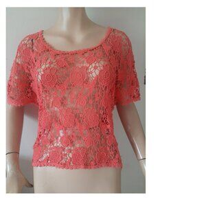 C'est Moi Clothing Co. Made in Italy Coral Crochet Top Size Large New With Tags